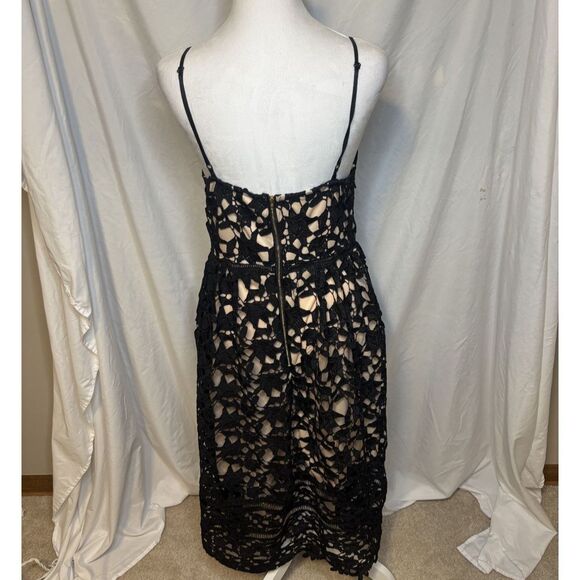 City Chic Cocktail Black Lace Spaghetti Strap Midi Dress Womens Designer - Picture 6 of 7
